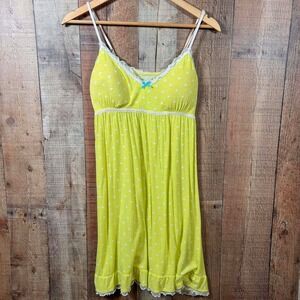 Candie's Yellow Polka Dot Chemise Nightgown Small Coquette Fairycore Y2K Vintage